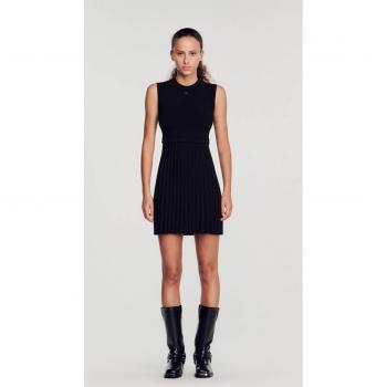 Sandro Black Mini Pleated Skirt Dress 38 FR/6