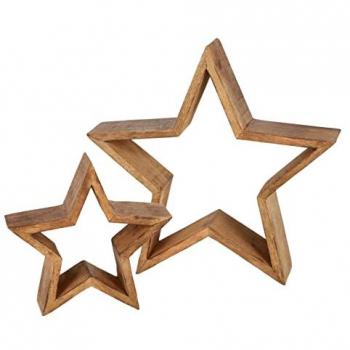 Mango Holz Stern Deko Set 2er