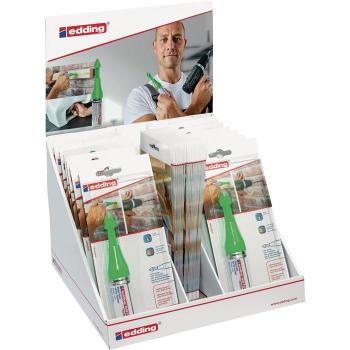 Estante promocional para marcador spray verde fluorescente con puntilla de perforación – 14 cartuchos blister Edding