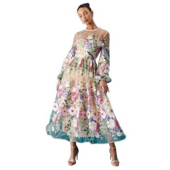 Long Sleeve Muse Maxi Dress (Coast) – Multicolor, Size 12