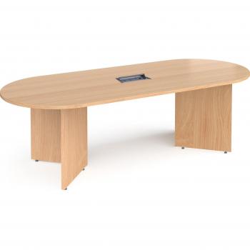 Beech Arrowhead Radial End Boardroom Table with Integrated Power Module