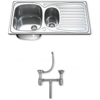 Dihl 1.5 Bowl Stainless Steel Kitchen Sink with Drainer & Waste