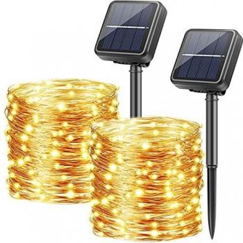 Solarbetriebene Kupferkabel Lichterkette – 12 m, 120 LED, 8 Modi, Outdoor