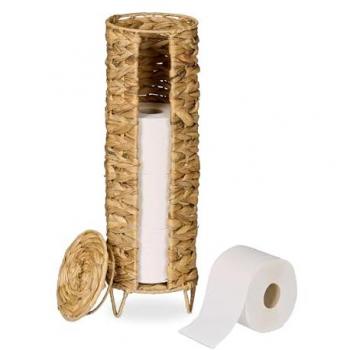 Relaxdays Water Hyacinth 4-Unit Toilet Paper Caddy – Freestanding Design