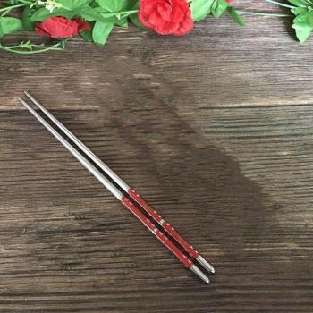 23cm Stainless Steel Chopsticks with White Flower Motif