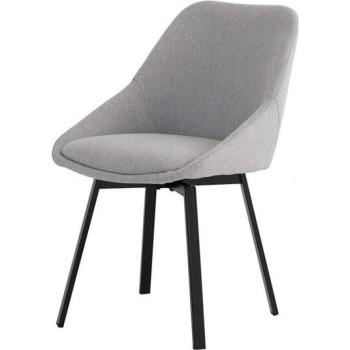Mirai Sofisticada Silla de Comedor Gris Claro, Patas Negras