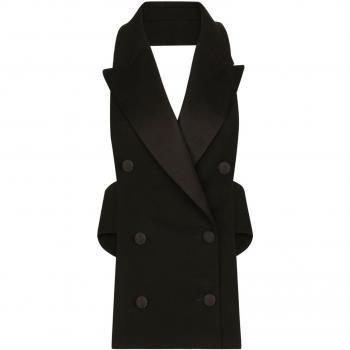 Dolce & Gabbana Women's Double-Breasted Wool Vest in Black Size 38