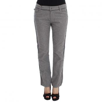 Women’s Grey Straight Leg Trousers – Side Stripe Detail