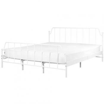 Cama Elegante Beliani 180x200 con Somier de Madera Natural y Metal Brillante