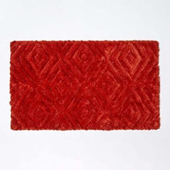 Super Absorbent Burnt Orange Ikat Pattern Bath Mat with Non-Slip Backing