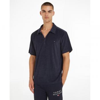 Camisa de algodón de Tommy Hilfiger, manga larga, cuello polo y logo