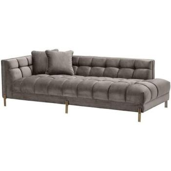 Edles Wohnzimmer-Sofa „Padrino“ – Grau Greige / Messing