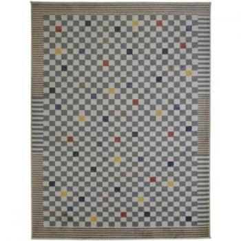 Alfombra de diseño damero multicolor efecto lana 133 x 170 cm