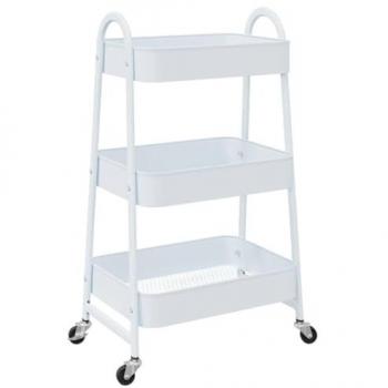 Carrello da Cucina 3 Ripiani Bianco Acciaio 42x41,5x77 cm