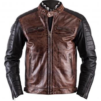 Giacca moto Helstons Cruiser in pelle Nero Marrone M