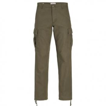 Jack & Jones Men's Olive Night Relaxed Fit Straight Leg Cargo Trousers 36W/34L