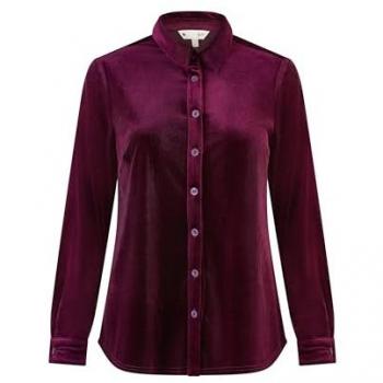 Yumi Plum Velvet Comfort Shirt – Size 18