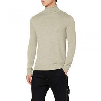 Jack & Jones Emil Beige Knit Roll Neck Sweater for Men, Size 2XL