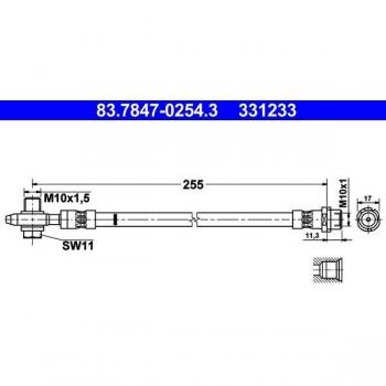 ATE Remleiding Links voor Audi, Seat, Skoda en VW 83.7847-0254.3