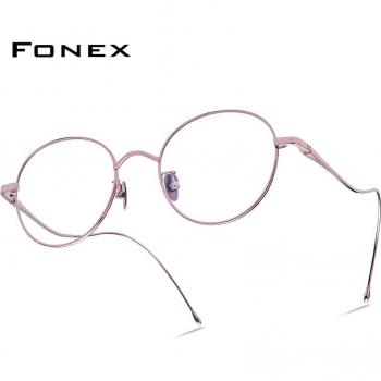 Lunettes de prescription FONEX Femme, monture titane, design rétro, forme ronde, correction pour la vue, influence coréenne, 2022, référence 8558