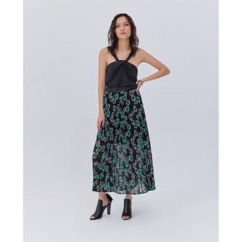 Jupe longue Ikks BX27135 noire à fleurs femmes