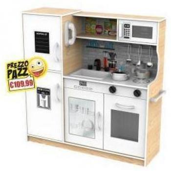 Cucina giocattolo in legno con accessori e frigo