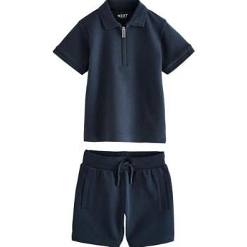 Poloshirt Kurzarm mit Reißverschluss + Short, Navy – Junior Edition