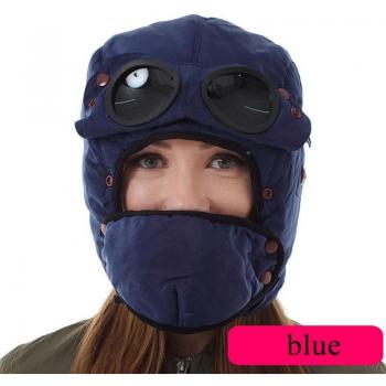 Cycling Winter Hat with Windproof Earmuffs and Removable Mask