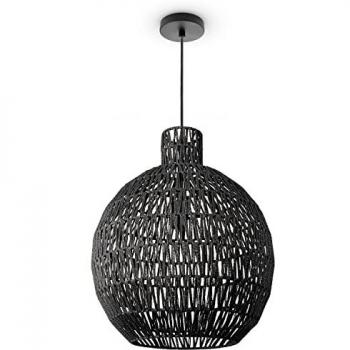 Lampada a Sospensione in Rattan Nero Ø45 cm