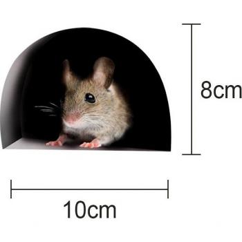 Unique 3D Mouse Wall Sticker in Hole Design, Pack of 5
