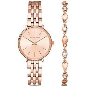 Mini Pyper Rose Gold Michael Kors Watch and Heart-Linked Bracelet Set