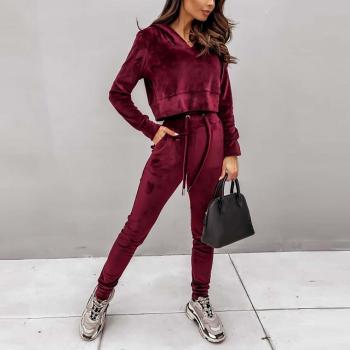 Dames Twee Stuk Suede Sport Outfit