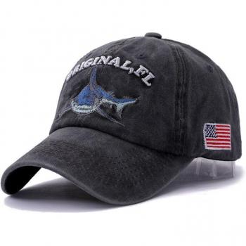 Gorra de algodón Snapback con estampado de tiburón y bandera de EE. UU