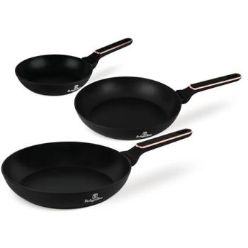 BerlingerHaus Pfannenset 3‑Teil – Black Rose, Ø 20/24/28 cm – Topf inklusive