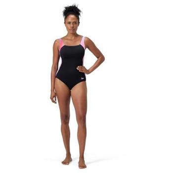 Speedo Shaping LunaLustre Damen-Badeanzug Schwarz mit Druck