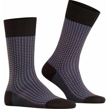 Falke Uptown Tie Crew Socks with Grid Pattern – Black, 6.5‑7.5 US (39‑40 EU)