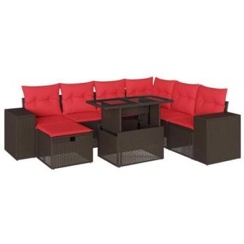 Urban Retreat 8‑Piece Brown Rattan Garden Seating Ensemble