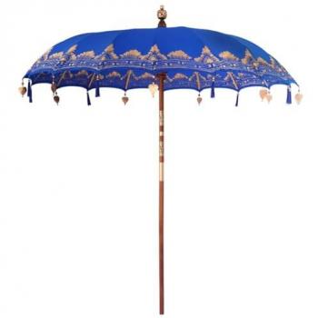 VidaXL Classic Balinese Blue Parasol – 210‑220 × 260 cm, Cotton/Wood
