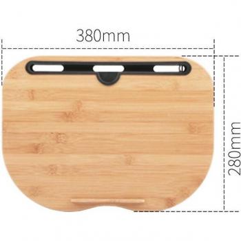 Bureau pliable en bambou à genoux, espace cartes et gobelet intégré