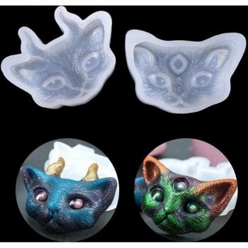 Moules en silicone pour résine, 2 pièces, chat diable à trois yeux