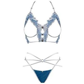 Set Deilana Intimo Erotico Femminile 2 Pezzi Blu L-XL