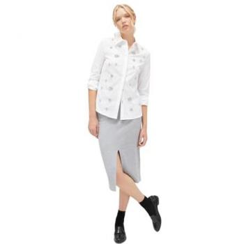 Camisa de Mujer con Cuello de Vela y Bordados en Piedras Blancas 36 Otoño Invierno 24