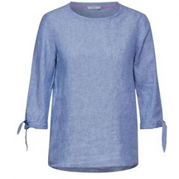 Langarmbluse CECIL Gr. S (38), blau (linen chambray blau), Damen, 100% Leinen, unifarben, Blusen, mit 3/4 Ärmeln