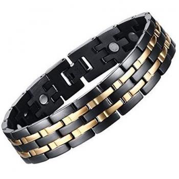 Unisex Adjustable Black Stainless Steel Bracelet with Tool