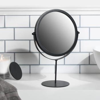 LuxeLoop Free‑Standing Vanity Mirror – Stainless Steel & Black