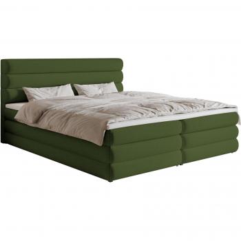 Lit continental en tissu chenille vert olive 140x200