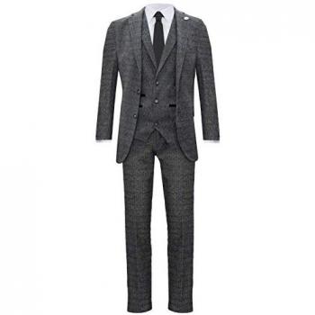 Men's 3 Piece Grey Herringbone Tweed Suit