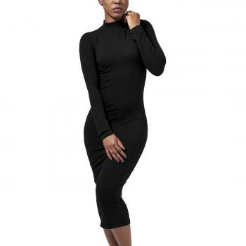 Urban Classics Damen Midi Kleid Turtleneck, Schwarz, Gr. 40