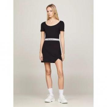 Dress donna Tommy Hilfiger Logo Tape Fit & Flare nero