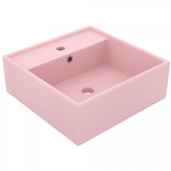 Lavabo cuadrado rosa mate 41x41 cm con rebosadero